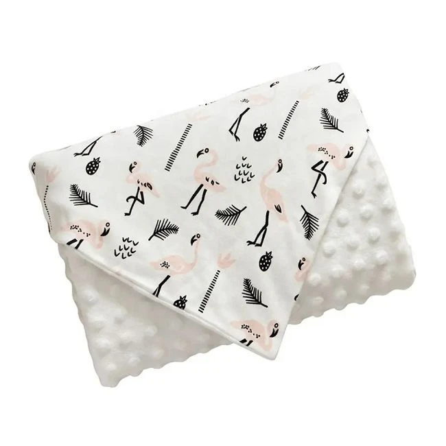 Tvöfalt lag fleece Minky Dot barnateppi