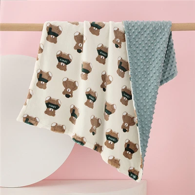 Tvöfalt lags Minky Dots teppi