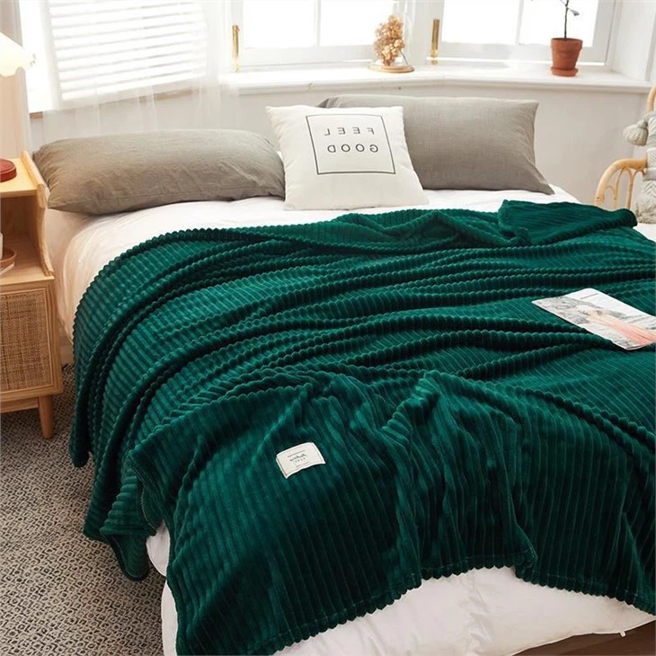 Solid Strip Flannel Blanket quotation