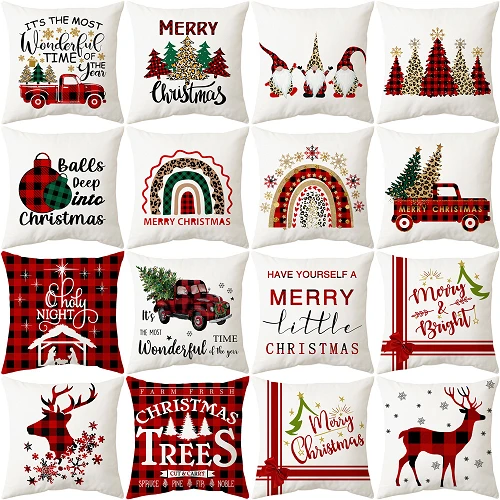 Embroidery Christmas Velvet Pillow Cover