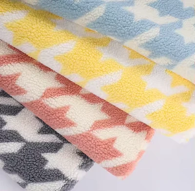 Houndstooth Sherpa lambaskinn fleece dúkur